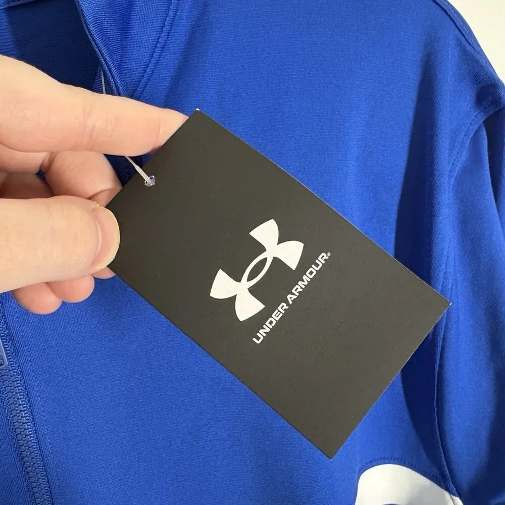 Under Armour Men L Royal Blue Full Zip UA Knit Warm Up Team Track Jacket NWT